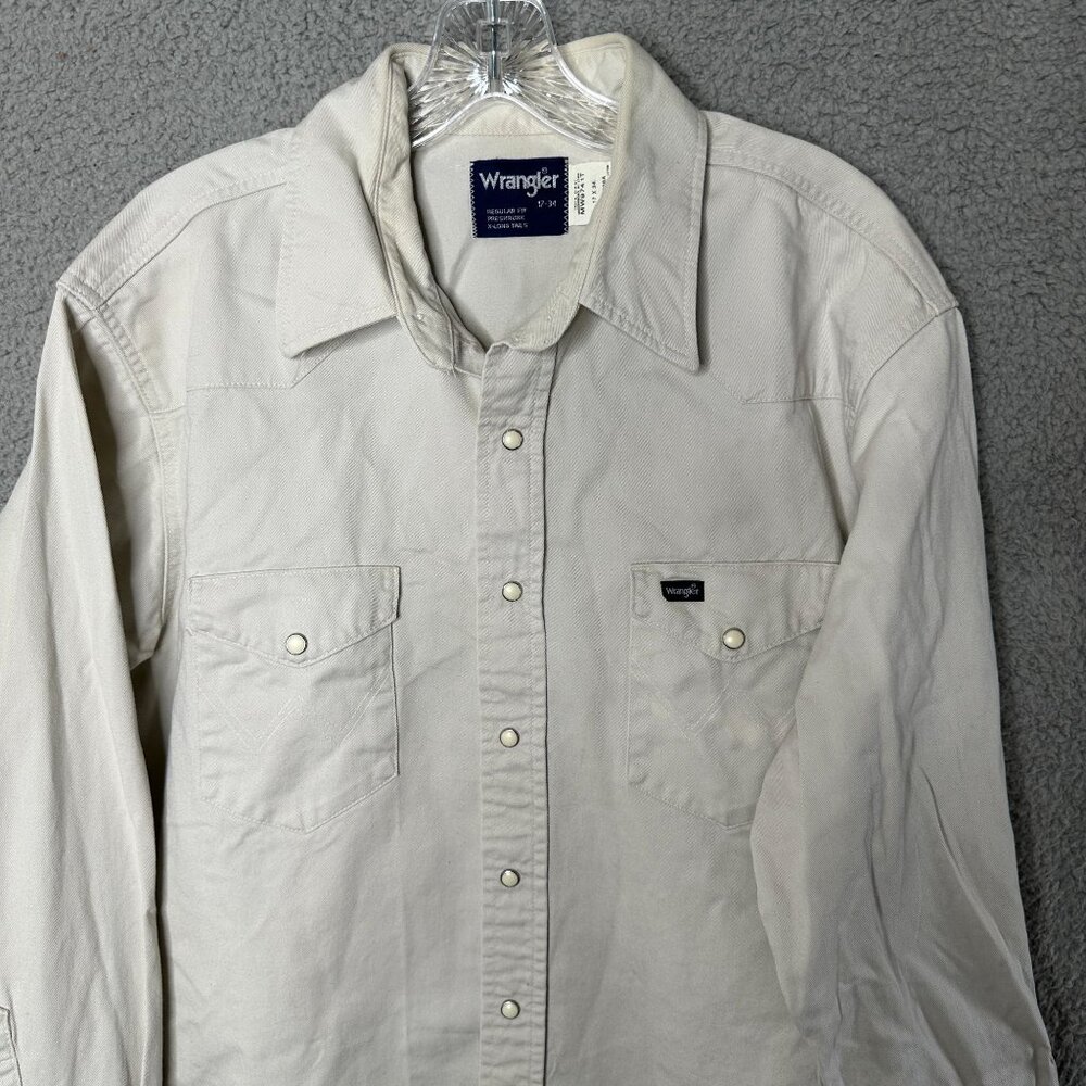 Wrangler Men XLT‎ Tall Western Pearl Snap Shirt Off White Cowboy Ranch Rodeo - Picture 8 of 11